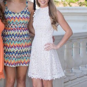 White lace dress with key hole back